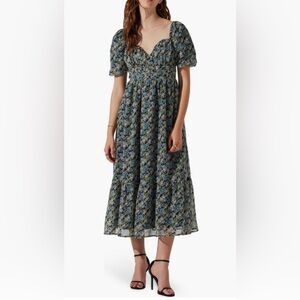 Astr the label blue floral midi dress
